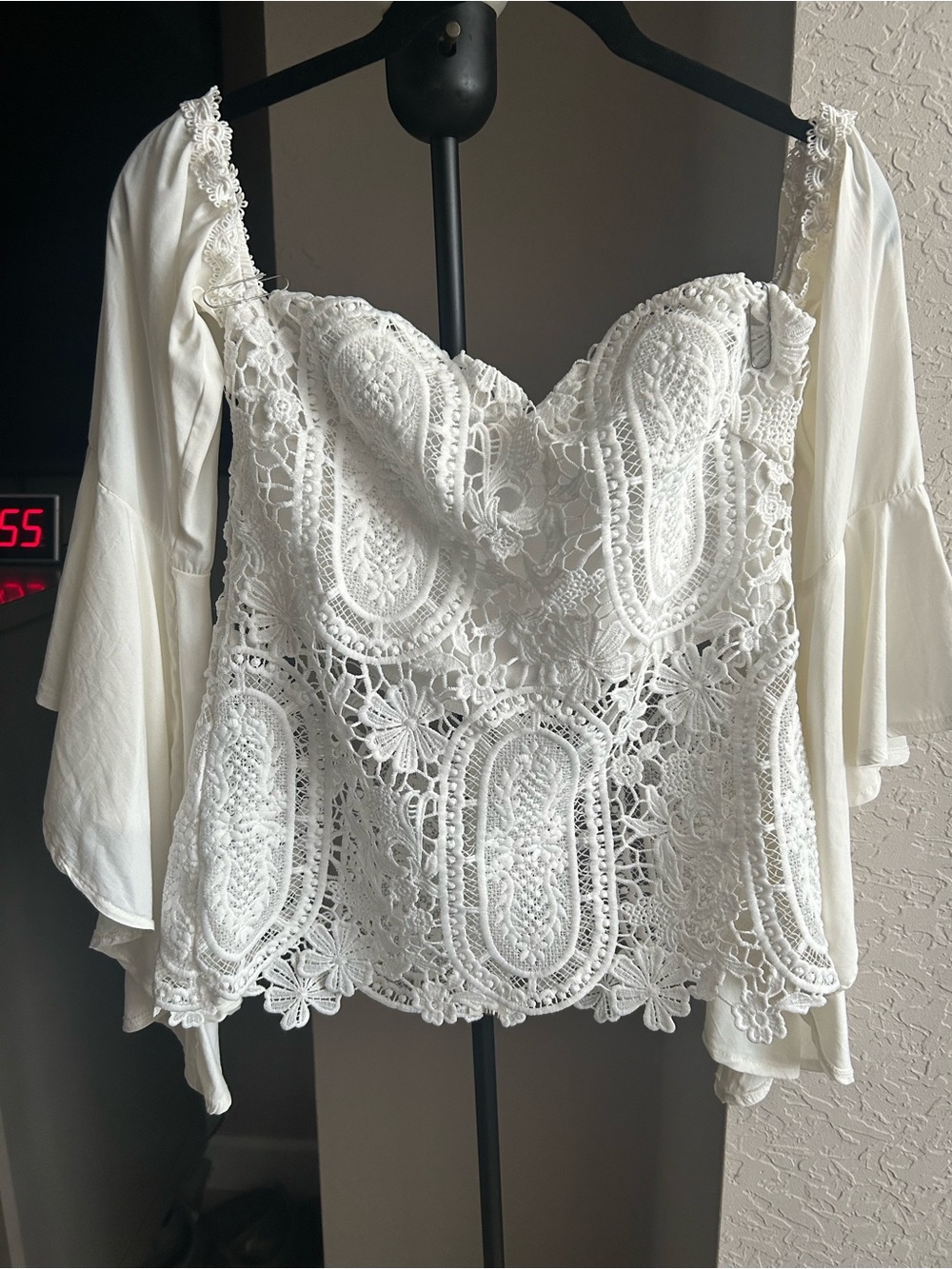White Crochet Lace Off-Shoulder Camisole Top